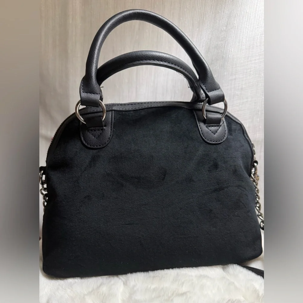 NEW Juicy Couture Black Velour Girlie Royalty Satchel